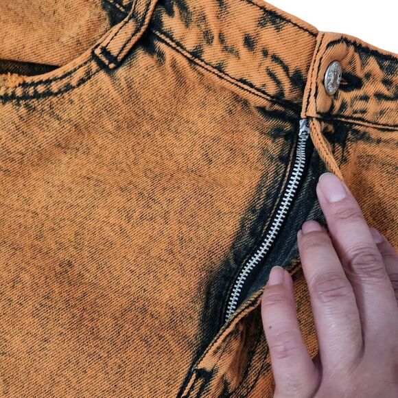 Zara Denim Skirt Womens Medium Orange Mini Bloggers Favorite Boho High-Rise NWOT - Picture 4 of 9